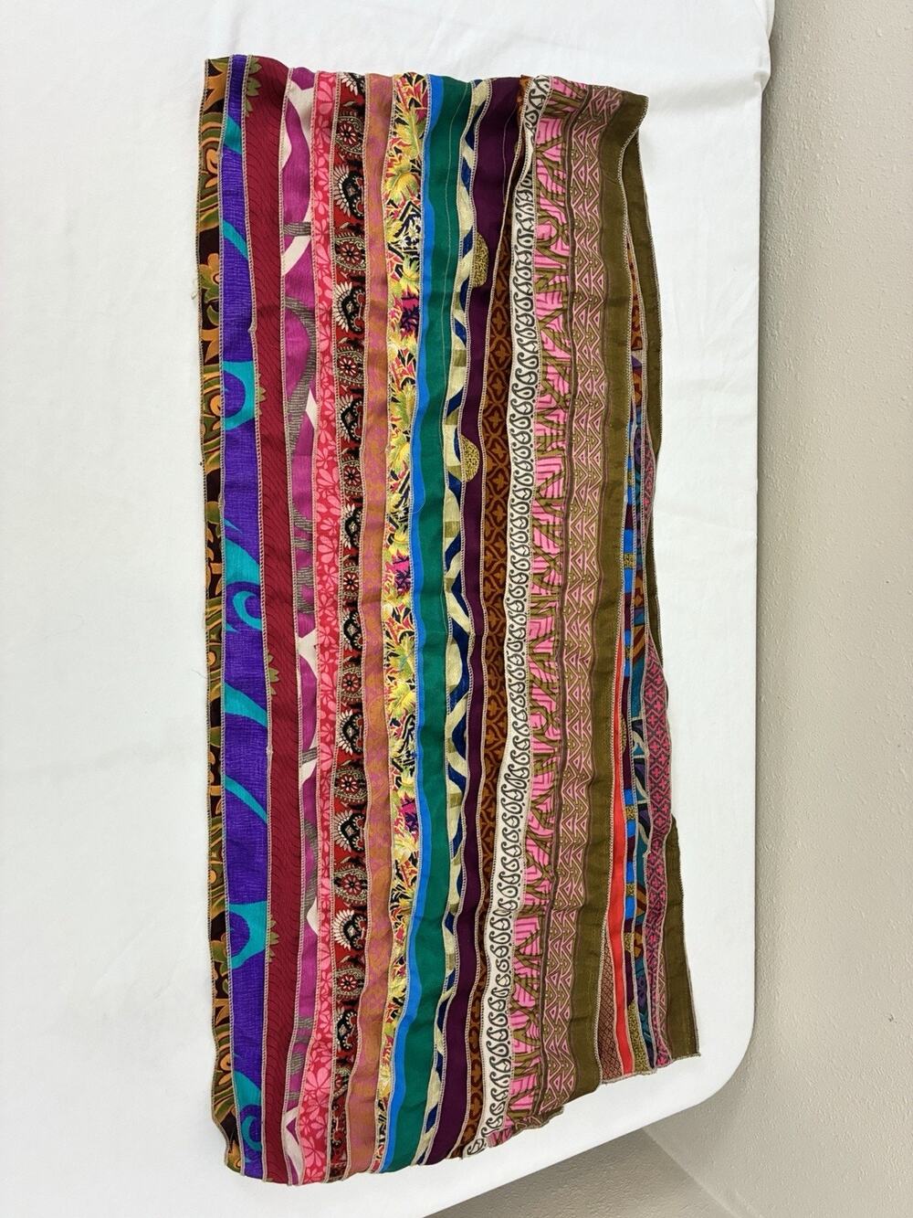 100% Silk Colorful Sari Scarf - Patchwork - Paths Of The Spirit